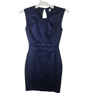 Windsor Blue Round Neck Sleeveless Open Cutout Back Midi Sheath Dress Size S